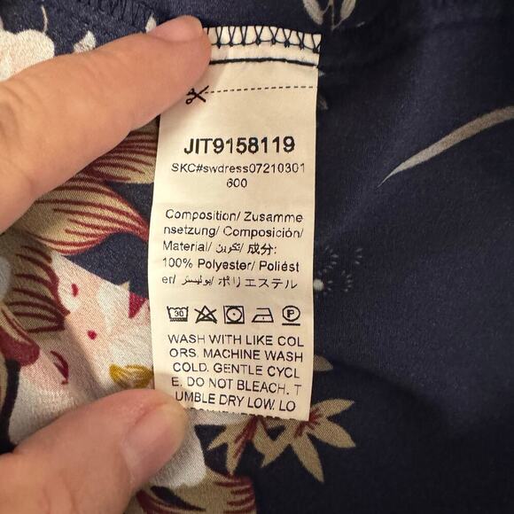 SHEIN navy blue floral print short sleeve shirt dress Size 1XL - Picture 5 of 6